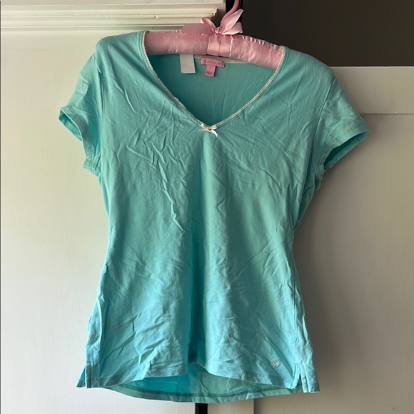 Lilly Pulitzer Tops - Lilly Pulitzer Seafoam Blue Fitted Tie Front Short Sleeve Tee